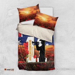 Australia Rememberance Day Bedding Set 11 November Poppy Field With Last Post