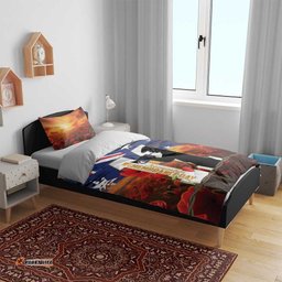 Australia Rememberance Day Bedding Set 11 November Poppy Field With Last Post
