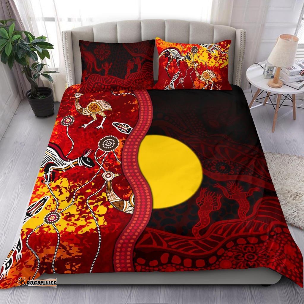 Aboriginal Bedding Set Red Indigenous Flag