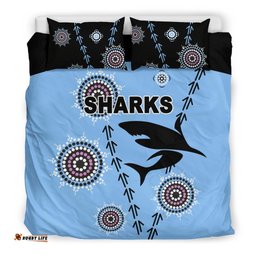 Cronulla Bedding Set Sharks Simple Indigenous - Blue