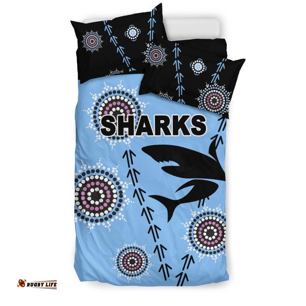 Cronulla Bedding Set Sharks Simple Indigenous - Blue