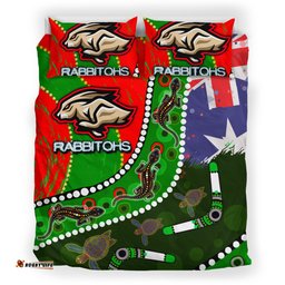 Rabbitohs Aboriginal Rugby Custom Bedding Set - The Indigenous Bunnies's Army RLT13