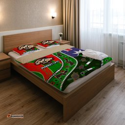 Rabbitohs Aboriginal Rugby Custom Bedding Set - The Indigenous Bunnies's Army RLT13