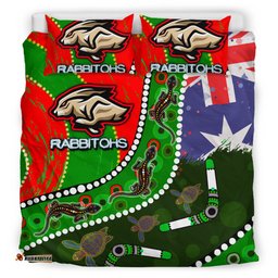 Rabbitohs Aboriginal Rugby Custom Bedding Set - The Indigenous Bunnies's Army RLT13