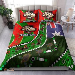 Rabbitohs Aboriginal Rugby Custom Bedding Set - The Indigenous Bunnies's Army RLT13
