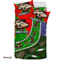 Rabbitohs Aboriginal Rugby Custom Bedding Set - The Indigenous Bunnies's Army RLT13