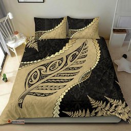 Paua Shell Maori Silver Fern Bedding Set, Golden