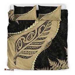 Paua Shell Maori Silver Fern Bedding Set, Golden