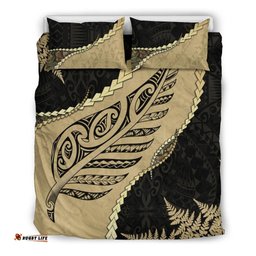Paua Shell Maori Silver Fern Bedding Set, Golden