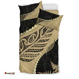 Paua Shell Maori Silver Fern Bedding Set, Golden