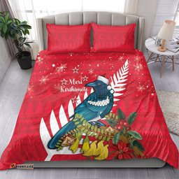 New Zealand Christmas In July Bedding Set Tui Bird With Kowhai Meri Kirihimete