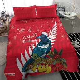 New Zealand Christmas In July Bedding Set Tui Bird With Kowhai Meri Kirihimete