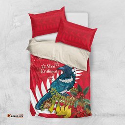 New Zealand Christmas In July Bedding Set Tui Bird With Kowhai Meri Kirihimete