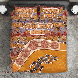 Aboriginal Bedding Sets, Lizard Patterns Boomerang Crocodile Kangaroo Custom