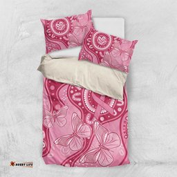 Australia Indigenous Bedding Set Breast Cancer Pink Aboriginal Butterfly