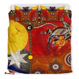 Bedding Set - Aboriginal Dot Painting & Flags, Crocodile