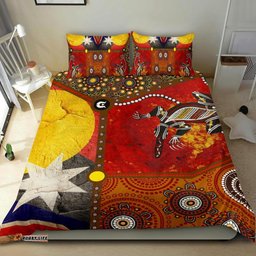 Bedding Set - Aboriginal Dot Painting & Flags, Crocodile