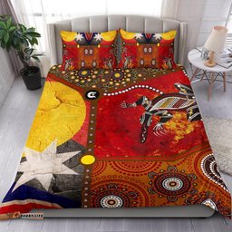 Bedding Set - Aboriginal Dot Painting & Flags, Crocodile