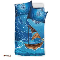 Bedding Set- Aboriginal View Sea With Fish And Boat
