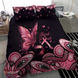 Think Pink Butterfly Ribbon Aboriginal Art Bedding Set