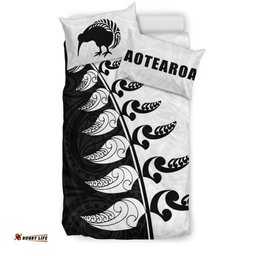 Aotearoa Koru Fern Kiwi New Zealand Bedding Set Black White