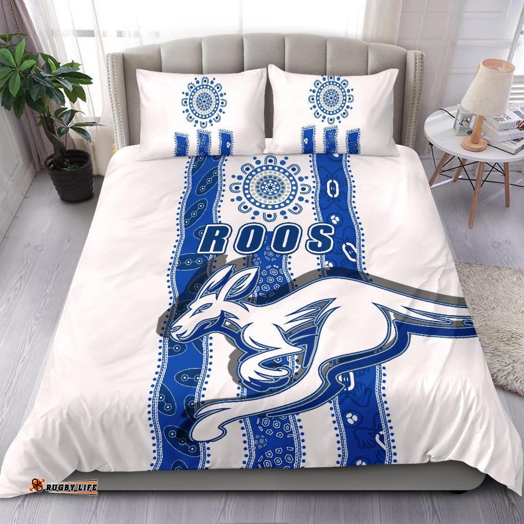 Melbourne Kangaroos Bedding Set Indigenous North - Roos White