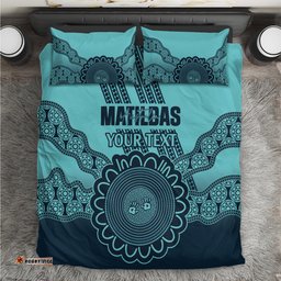 Custom Australia Matildas Bedding Set Aussie Aboriginal Turquoise Version