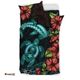 Shark And Turtle Bedding Set Hibiscus Turquoise