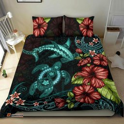 Shark And Turtle Bedding Set Hibiscus Turquoise