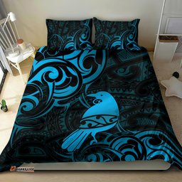 New Zealand Tui Bird Bedding Set Aotearoa Maori Pattern Blue