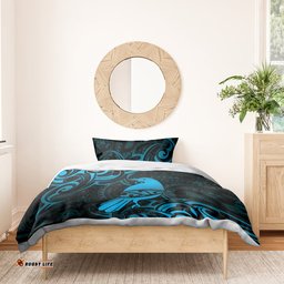 New Zealand Tui Bird Bedding Set Aotearoa Maori Pattern Blue