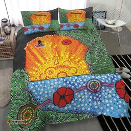VibeHoodie Bedding Set - Aboriginal Australian Anzac Day Lest We Forget Poppy Bedding Set