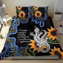 Australia Autism Awareness Bedding Set Brave Strong Aussie Lizard Aboriginal Art