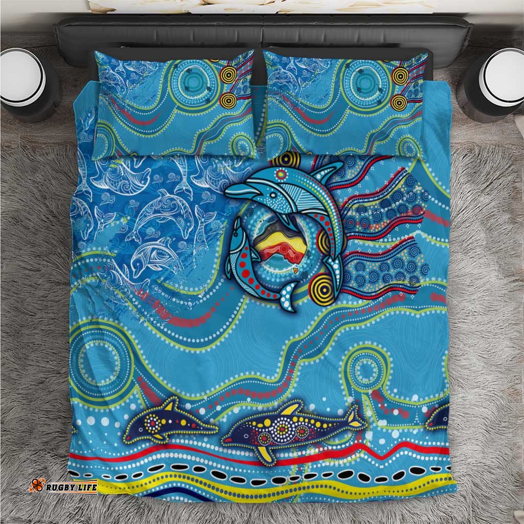 Dolphins Aboriginal Art Map Flag Australia Bedding Set DT02