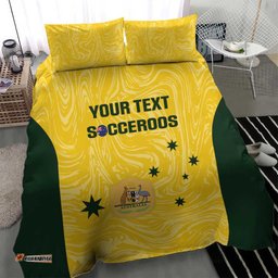 Custom Australia Socceroos Bedding Set Go Aussie Marble Pattern Sporty Style