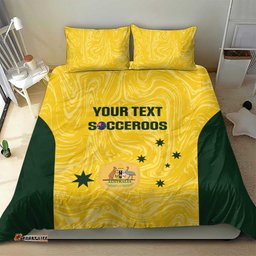 Custom Australia Socceroos Bedding Set Go Aussie Marble Pattern Sporty Style