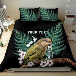 Personalised New Zealand Kakapo Bedding Set Aotearoa Fern With Manuka
