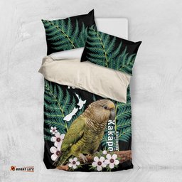 Personalised New Zealand Kakapo Bedding Set Aotearoa Fern With Manuka