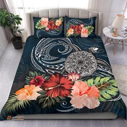 Turtle And Hibiscus Bedding Set Polynesian