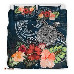 Turtle And Hibiscus Bedding Set Polynesian