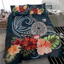 Turtle And Hibiscus Bedding Set Polynesian