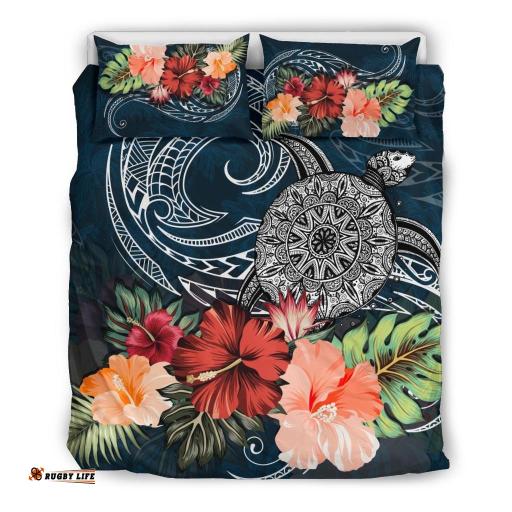 Turtle And Hibiscus Bedding Set Polynesian