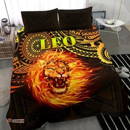 Sun In Leo Zodiac Bedding Set Polynesian Tattoo Unique Vibes
