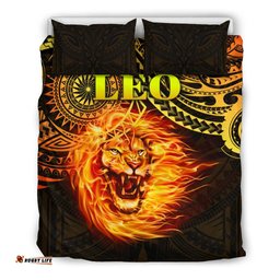 Sun In Leo Zodiac Bedding Set Polynesian Tattoo Unique Vibes
