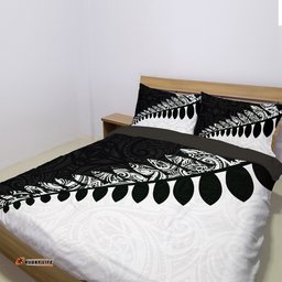 New Zealand Silver Fern Bedding Set Black White