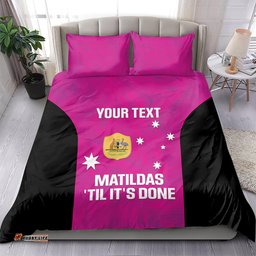 Custom Australia Soccer Bedding Set Matildas Go Champions Pink
