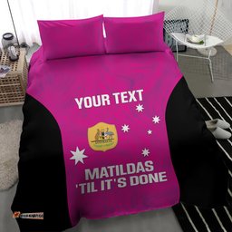 Custom Australia Soccer Bedding Set Matildas Go Champions Pink