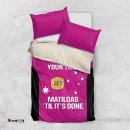 Custom Australia Soccer Bedding Set Matildas Go Champions Pink