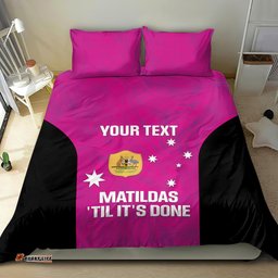Custom Australia Soccer Bedding Set Matildas Go Champions Pink