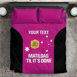 Custom Australia Soccer Bedding Set Matildas Go Champions Pink